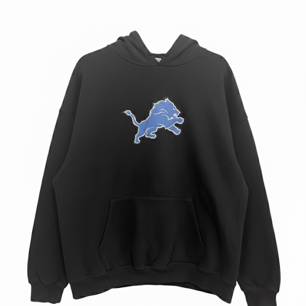 NFL Black Hoodie with Blue Lion Design